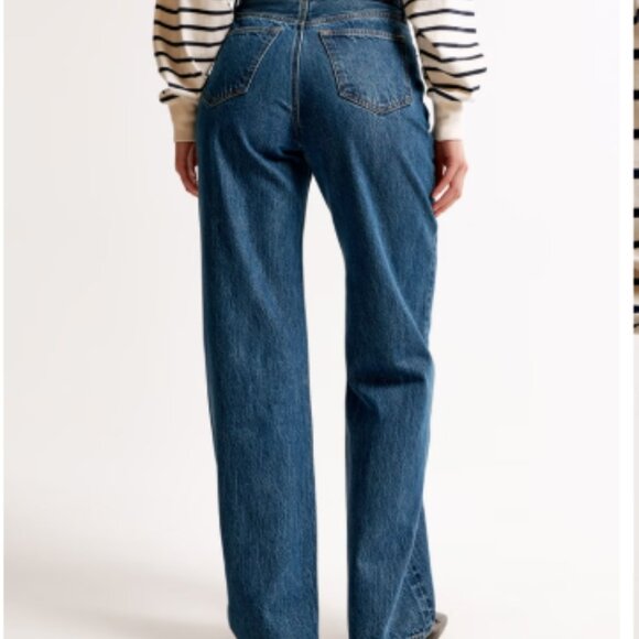 Abercrombie High Rise Loose Wide Leg Jean Dark Marble Color Wash size 26 - Picture 4 of 15